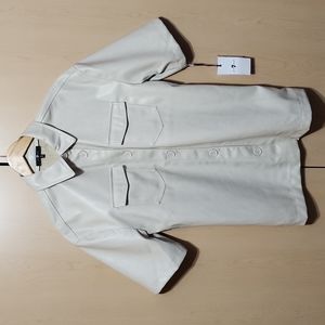 7 For All Mankind Double- Breasted Button Down Short Sleeve Shirt